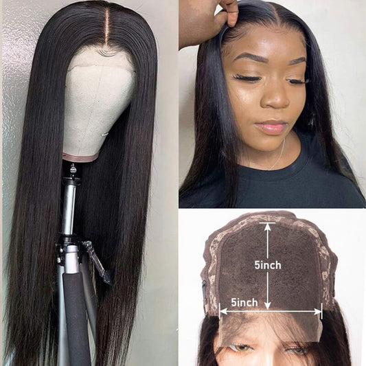 5×5 HD Lace Closure Wig Straight Brazilian Virgin Hair HD lace Wigs