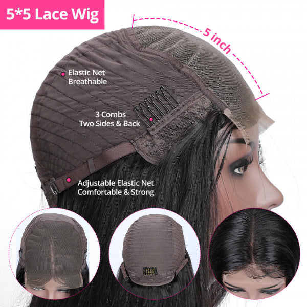 5×5 Lace Closure Wigs Loose Deep Wave Wig