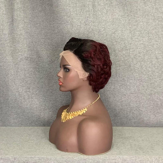 burgundy pixie wig