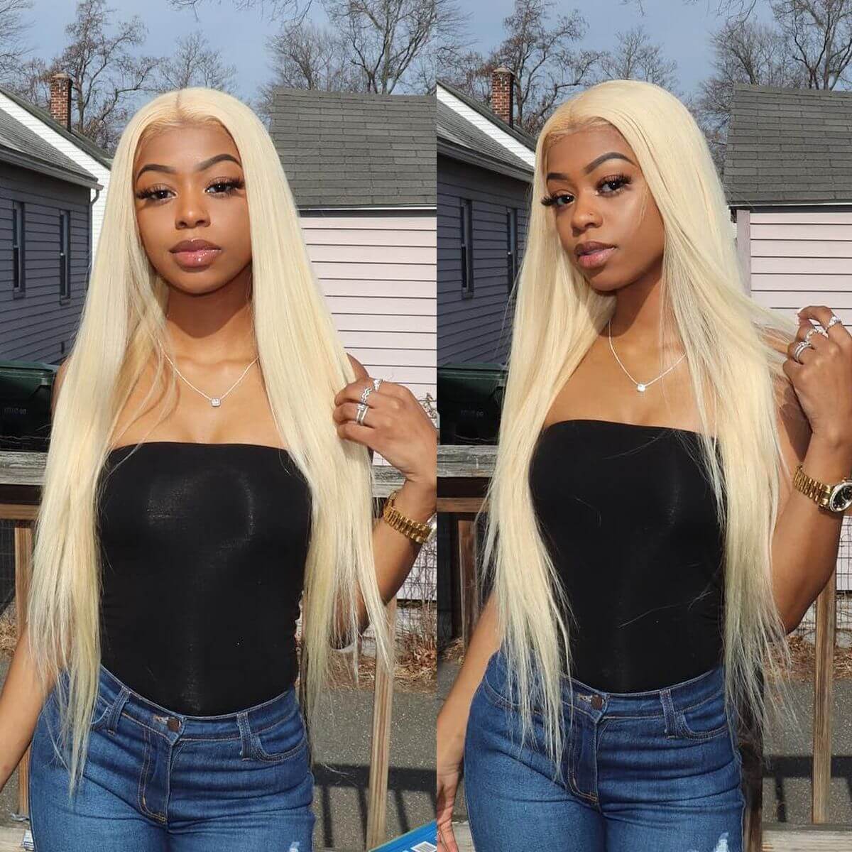 613 Blonde Straight Human Hair 13x4 Lace Frontal Wig