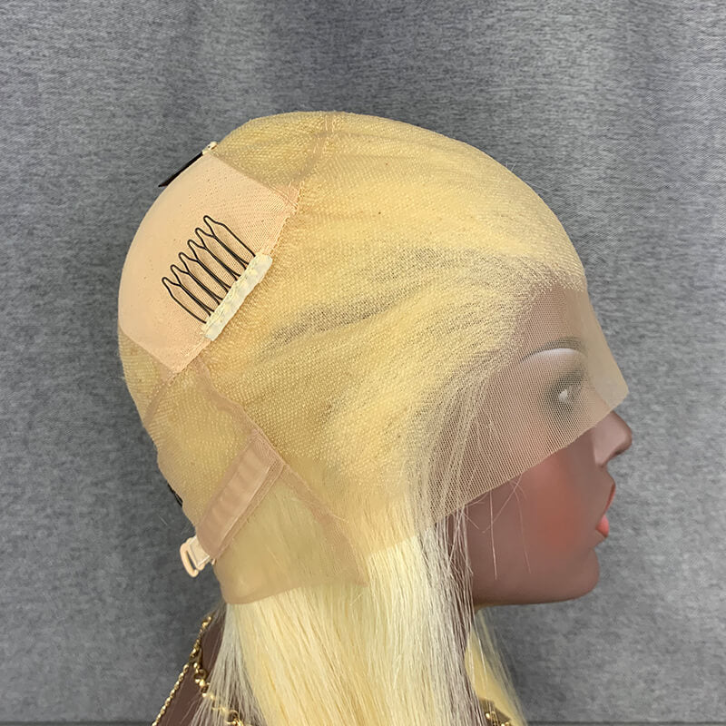 18 Inch Full Lace Wig Straight Raw Hair 613 Blonde Hair Wig