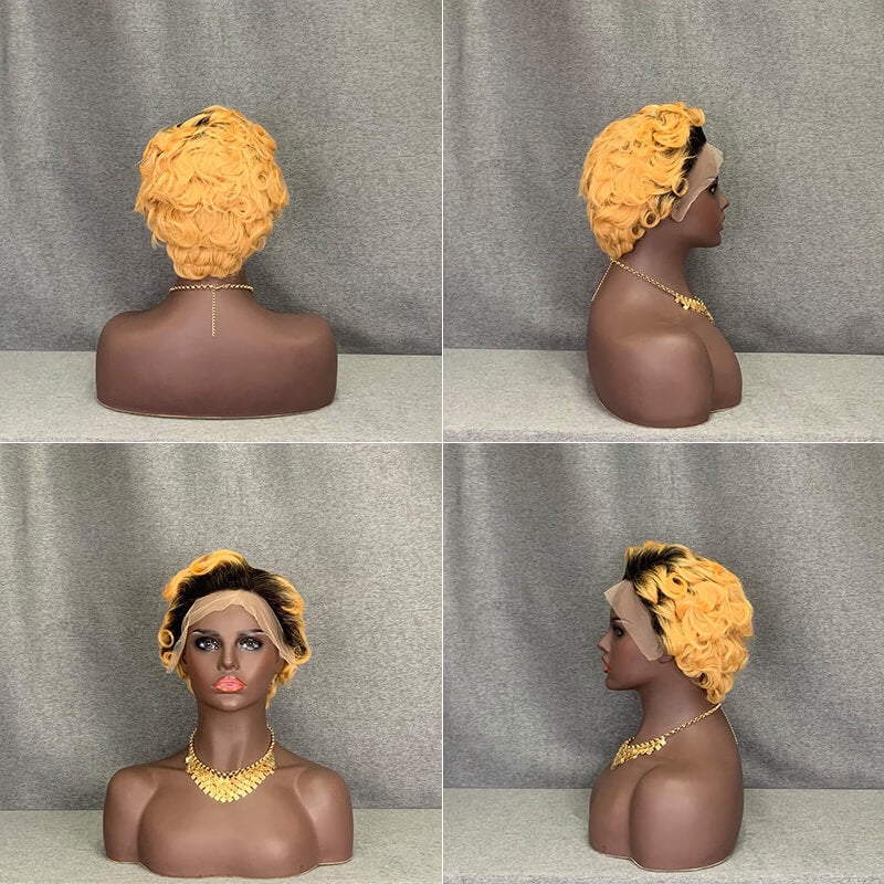 1b-27 color pixie wig curly