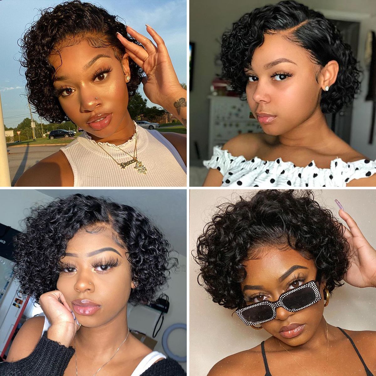 8 Inch Short Bob Wig Water Wave Bouncy Curly Lace Front Wigs - Ross Pretty Hair Official