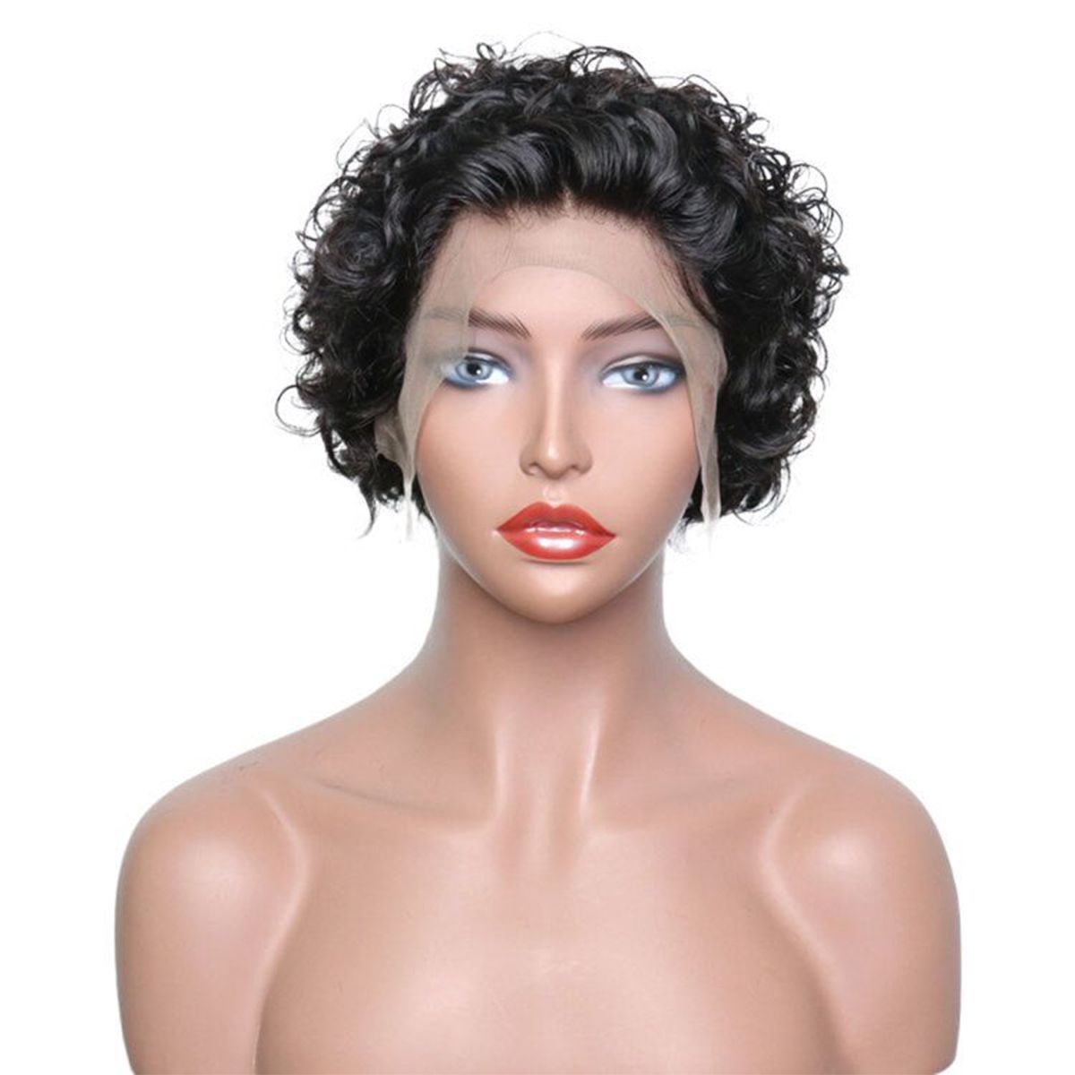 8 Inch Short Bob Wig Water Wave Bouncy Curly Lace Front Wigs - Ross Pretty Hair Official