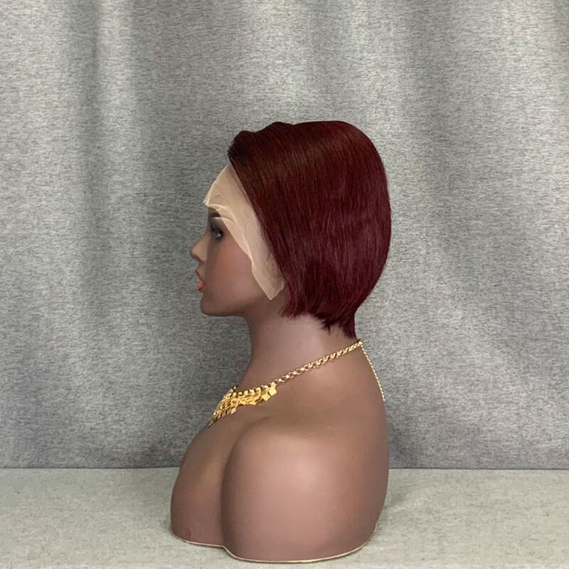 side part burgundy wig