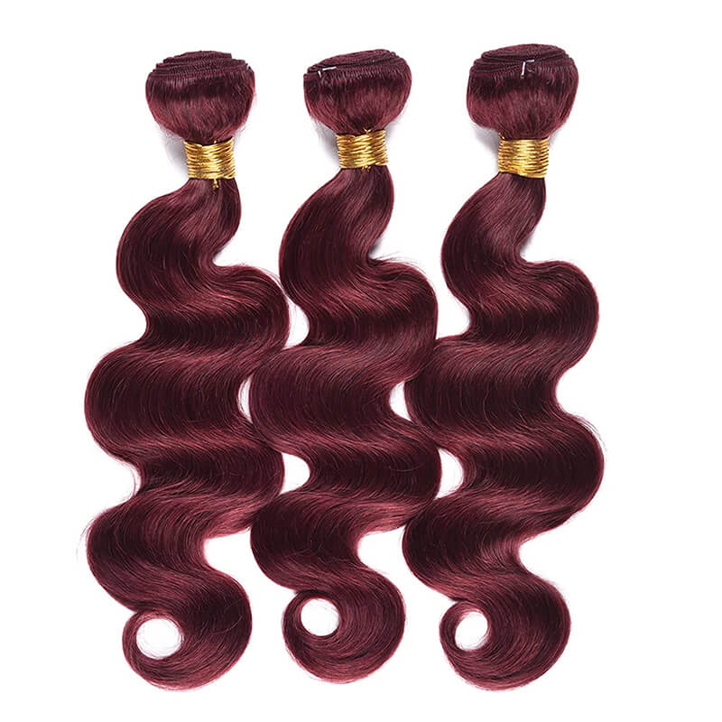 99j Burgundy Body Wave 3 Bundles Human Hair Weave