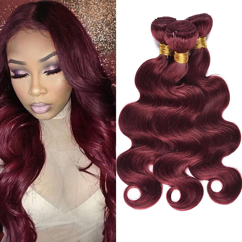 99j Burgundy Body Wave 3 Bundles Human Hair Weave