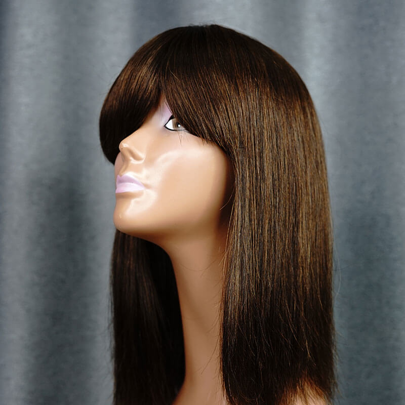 #2 Color Bang Wig Short Bob Wig Straight Hair 100% Virgin Human Hair