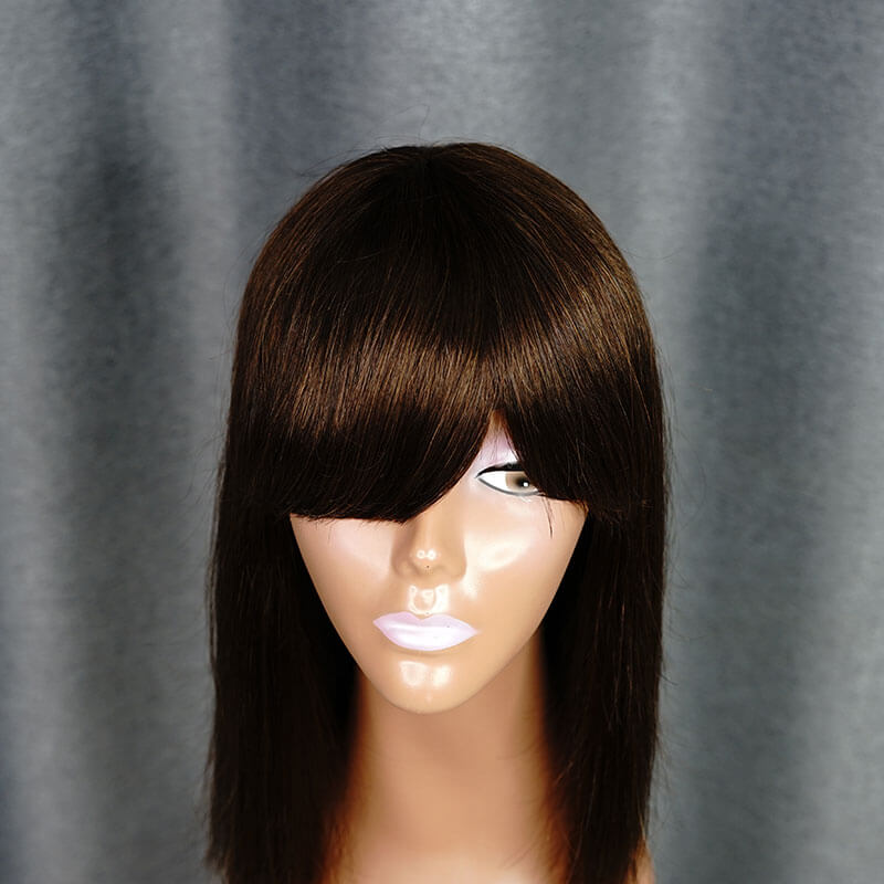 #2 Color Bang Wig Short Bob Wig Straight Hair 100% Virgin Human Hair