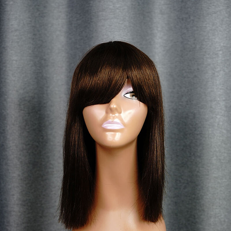 #2 Color Bang Wig Short Bob Wig Straight Hair 100% Virgin Human Hair