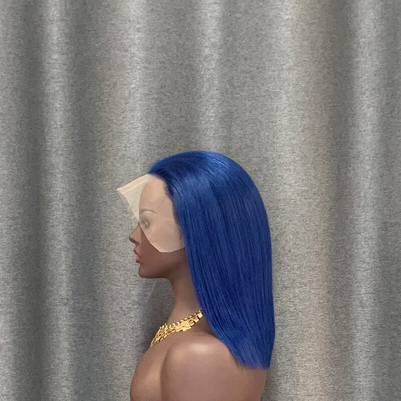 Blue Bob Wig 12 inch 13x4 Lace Front Human Hair