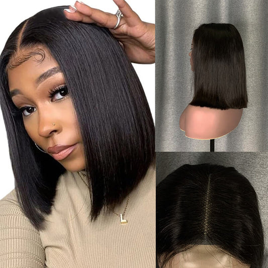 Double Drawn Kim K Wig Deep Part 2x6 Lace Closure Bob Wig Straight