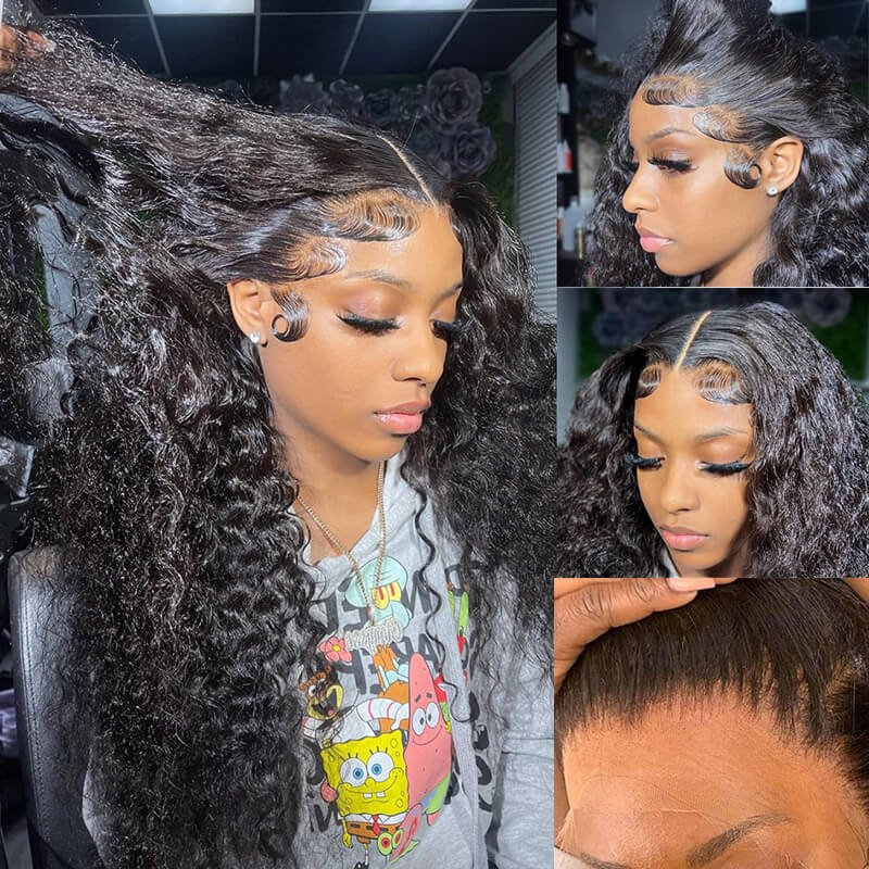 Water Wave Real 180% Density 13×4 HD Lace Frontal Wigs Human Hair Wigs