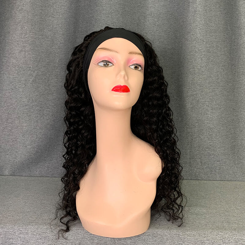 Glueless Wig Jerry Curly High Density 200% Full Head Wig Headband Hair Wig