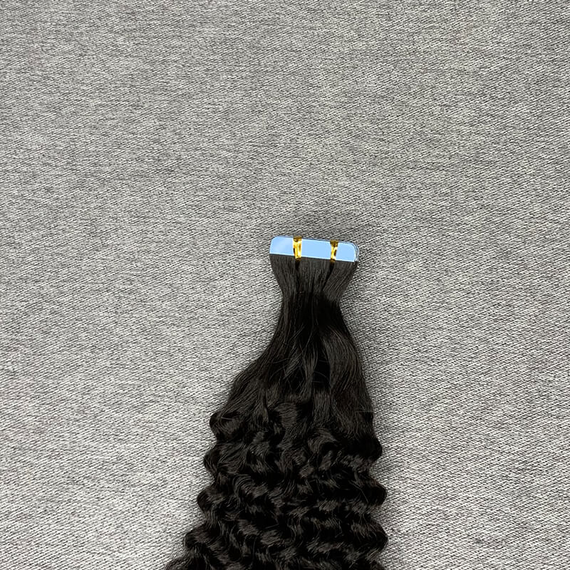 #1b Kinky Curly Tape In Human Hair Extensions 20 Pieces/ Pack