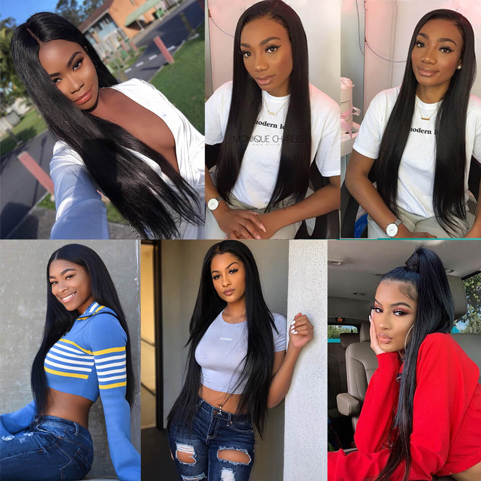 Straight 4×4 Transparent Lace Closure Wig Soft Human Hair