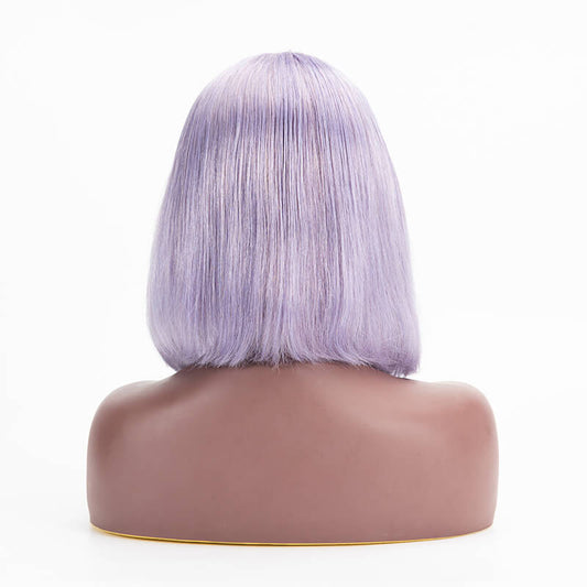 T Lace Bob Straight Purple Color Middle Part Wig Human Hair Wig