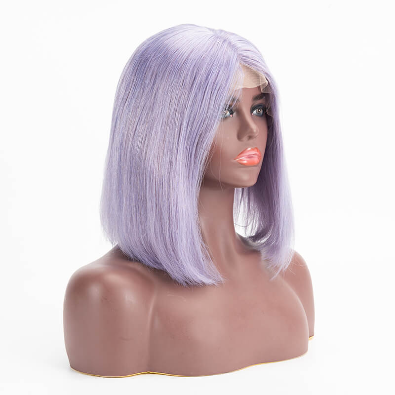 T Lace Bob Straight Purple Color Middle Part Wig Human Hair Wig