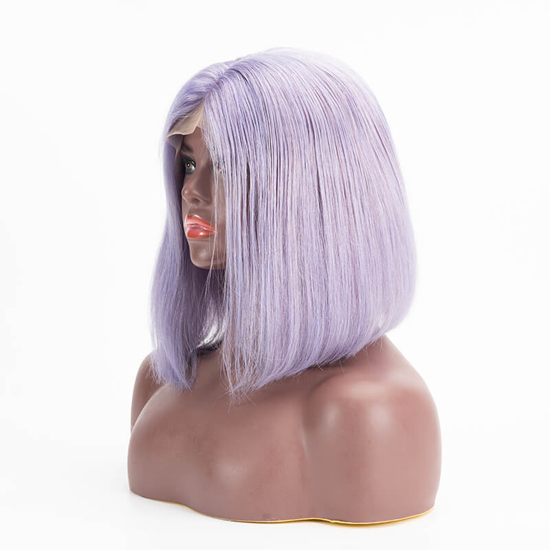 T Lace Bob Straight Purple Color Middle Part Wig Human Hair Wig