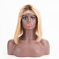 Bob Wig Straight Hair T Lace 4/12/613 Color Middle Part 100% Human Hair Wig