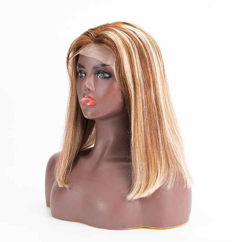 T Lace Bob Straight Hair 6/6/613 Color Middle Part Wig Human Hair Wig