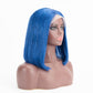 T Lace Bob Straight Blue Color Middle Part Wig Human Hair Wig