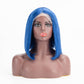 T Lace Bob Straight Blue Color Middle Part Wig Human Hair Wig
