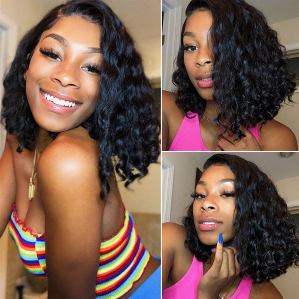 Bob Wig Loose Deep Wave 13×4 Lace Front Wigs 180% Density 