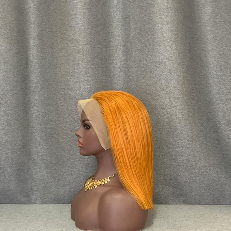 Orange Bob Wig Straight 13x4 Lace Front Human Hair
