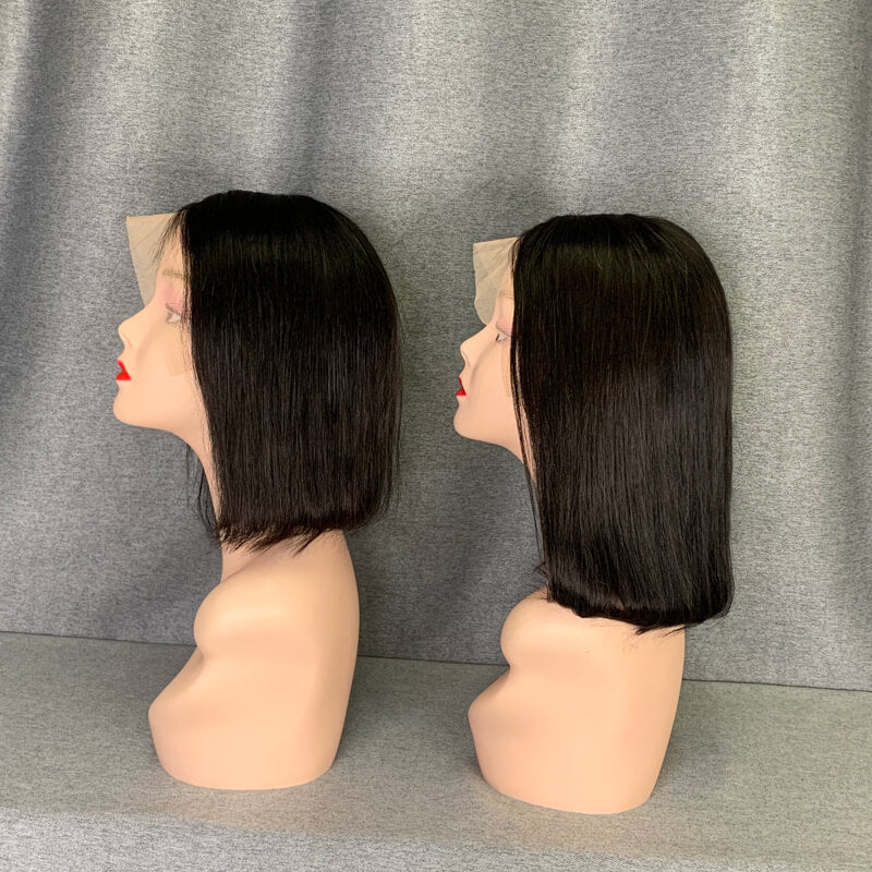 13X4 Lace Frontal Short Bob Wigs Straight Human Hair 180% Density