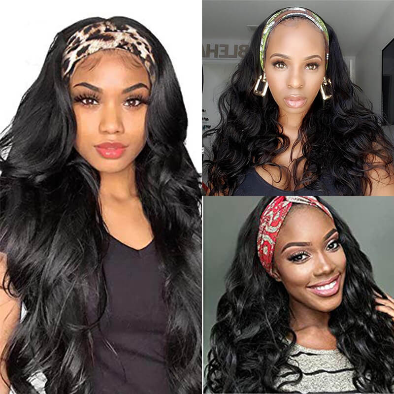 Body Wave High Density 200% Full Head Wig Thick Hair Headband Hair Wig