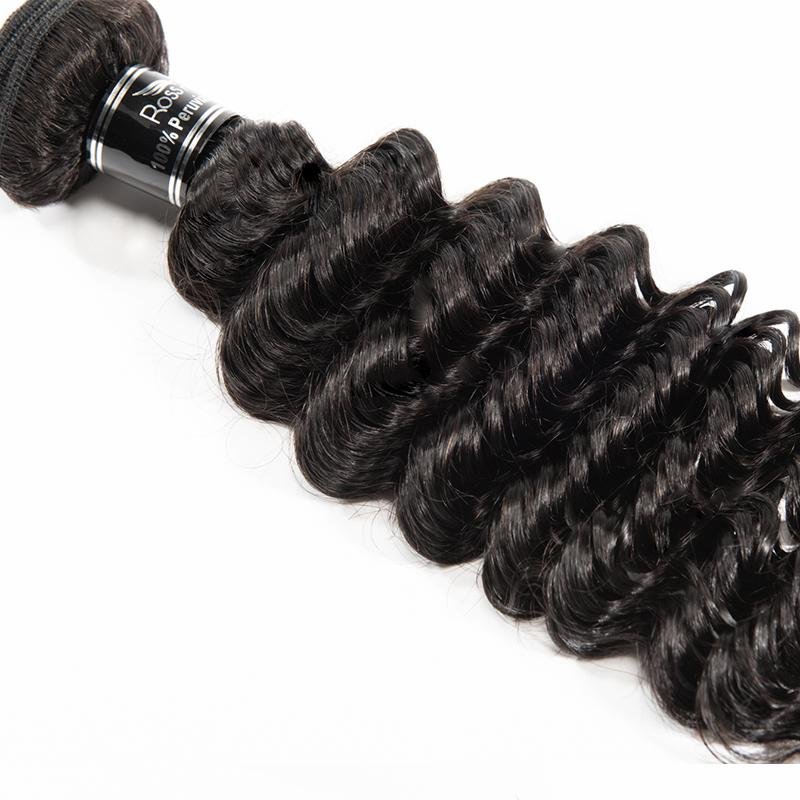 Brazilian 3 Bundles With 13X4 Lace Frontal Deep Wave Virgin Hair - Ross Pretty Hair Official