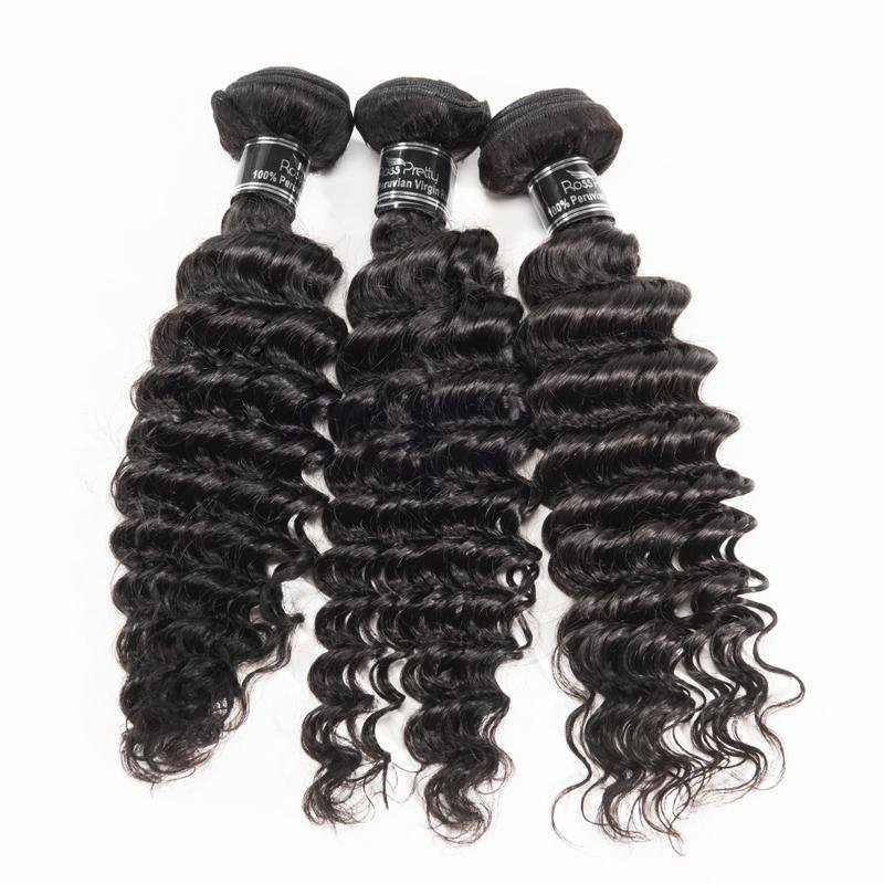 Brazilian 3 Bundles With 13X4 Lace Frontal Deep Wave Virgin Hair - Ross Pretty Hair Official