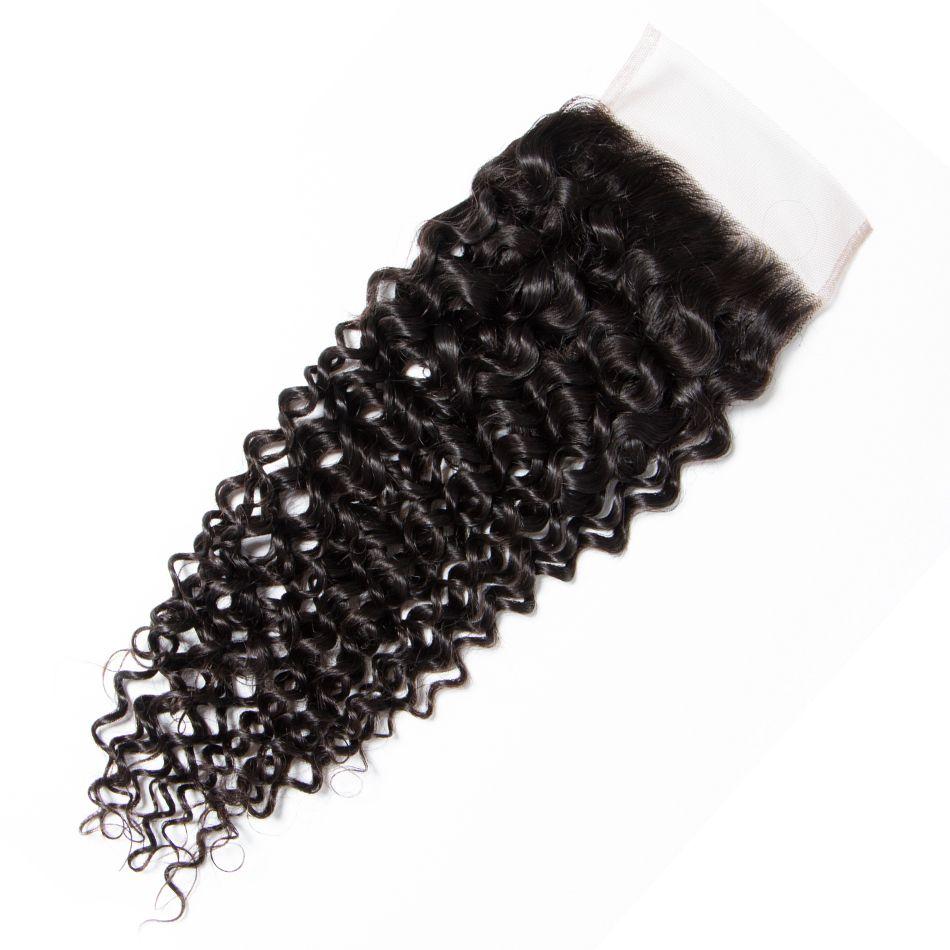 Brazilian 4*4 Curly Wave Lace Closure Human Hair Extensions - Ross Pretty Hair Official