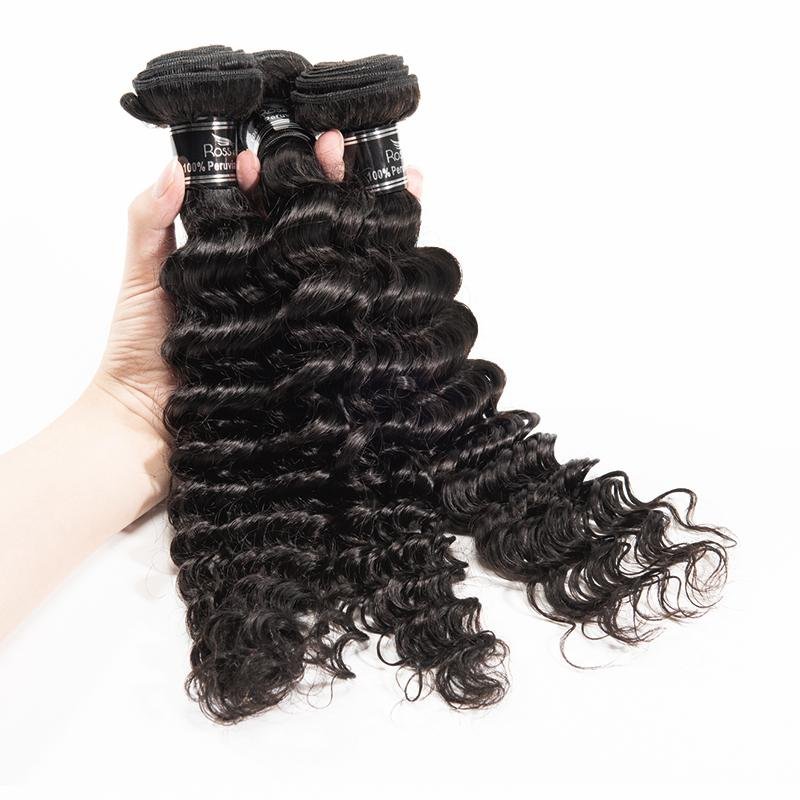 Brazilian Deep Wave 3 Bundles With Closure 100% Remy Human Hair - Ross Pretty Hair Official