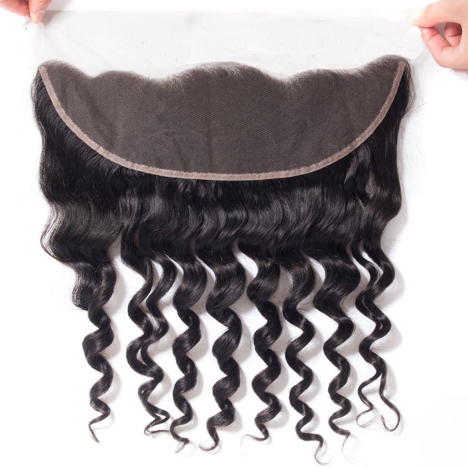 13x4 Lace Frontal Hair Loose Deep Brazilian Hair Closure Virgin Hair