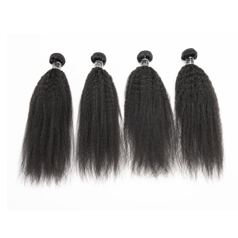 Brazilian Kinky Straight 3 Bundles With Closure 100% Virgin Human Hair - Ross Pretty Hair Official