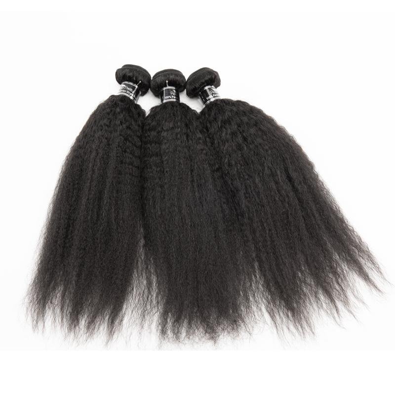 Brazilian Kinky Straight 3 Bundles With Closure 100% Virgin Human Hair - Ross Pretty Hair Official