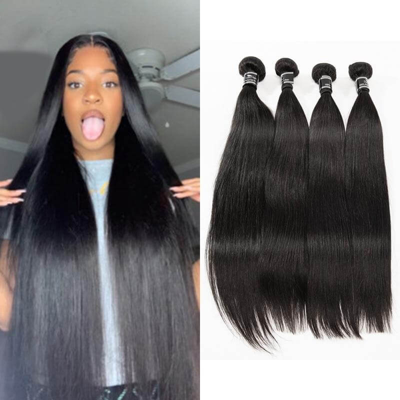 Brazilian Straight Hair 4 Bundles Natural Hair Extensions