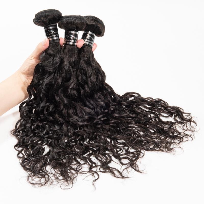 Brazilian Water Wave 3 Bundles With Closure Wet and Wavy Human Hair Bundles - Ross Pretty Hair Official