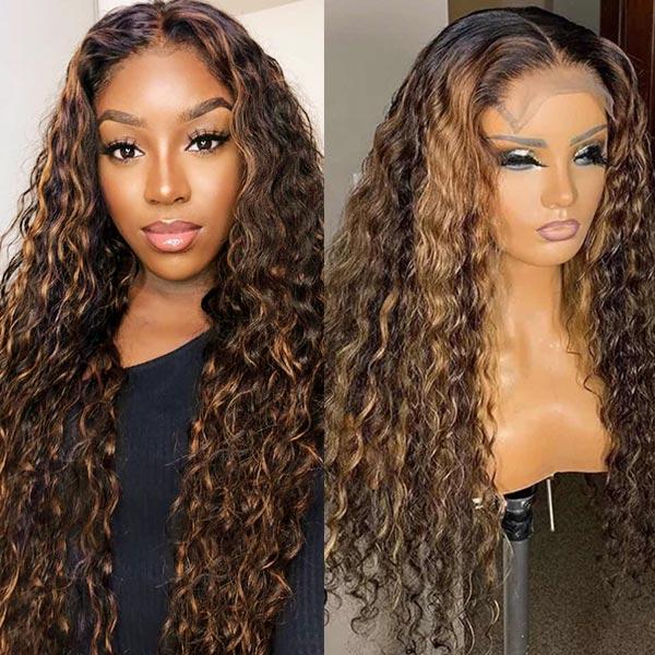 Highlight Wig 180% Density Deep Wave Human Hair Wig