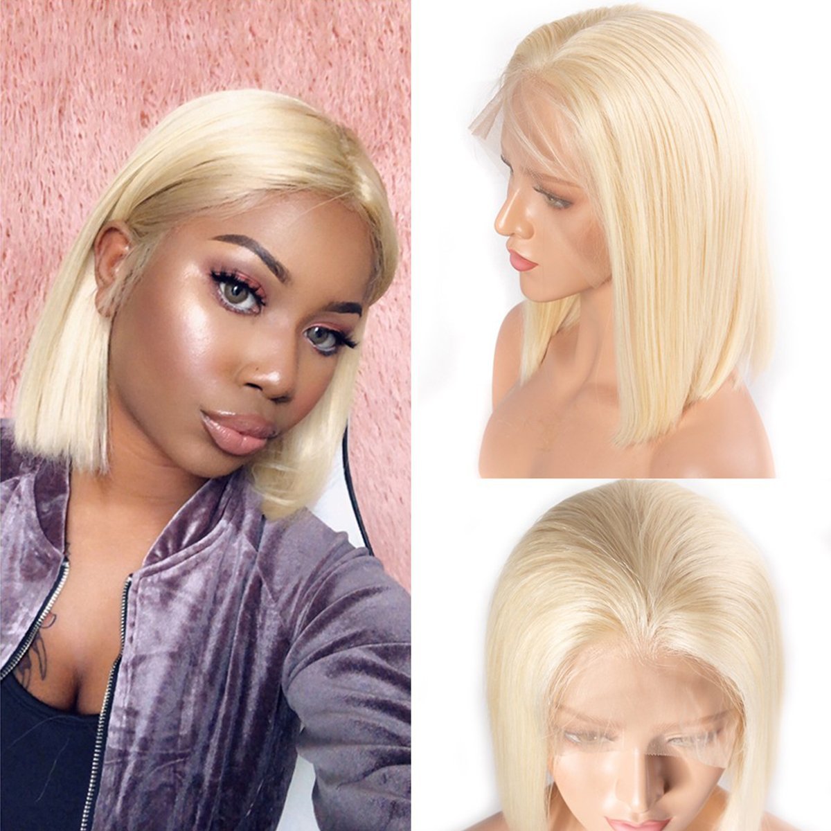 613 Blonde Short Bob Wigs Straight