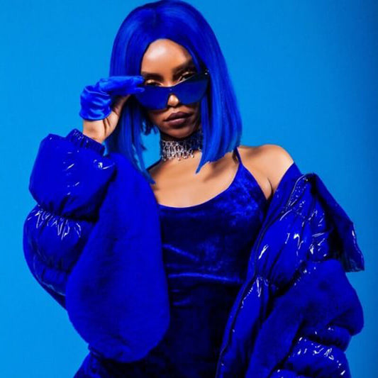 T Lace Bob Straight Blue Color Middle Part Wig Human Hair Wig