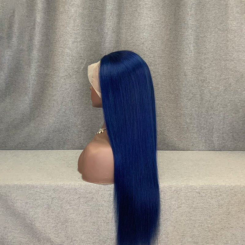 Purple/ Blue/ Green Human Hair Straight 13x4 Lace Front Wig