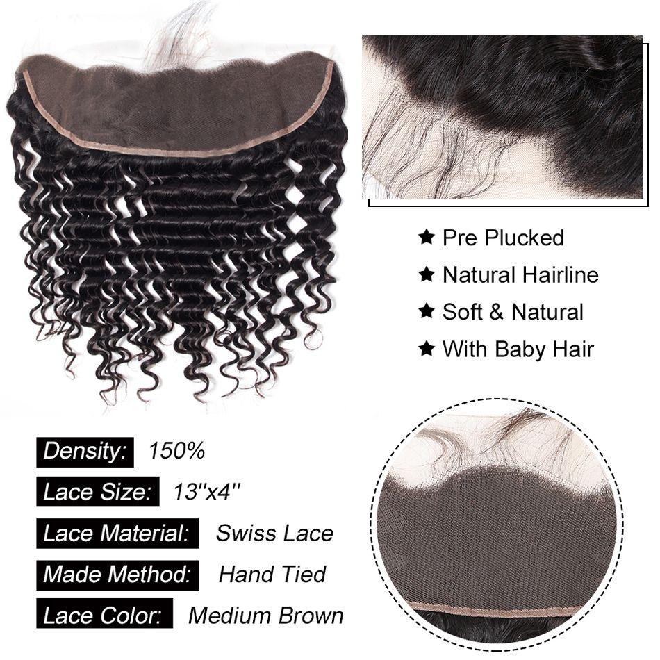 Deep Wave 13*4 Lace Frontal Brazilian Human Hair With Baby Hair