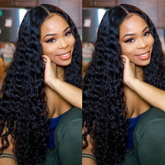 Deep Wave Human Hair Wigs With Baby Hair 360 Lace Frontal Wigs