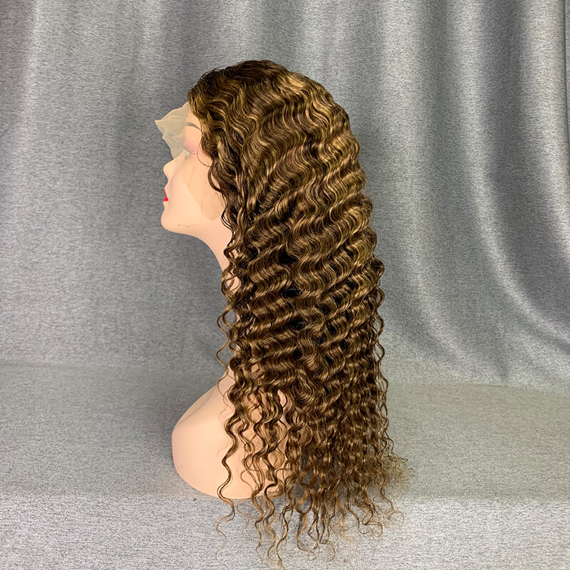 Highlight Wig 180% Density Deep Wave Human Hair Wig