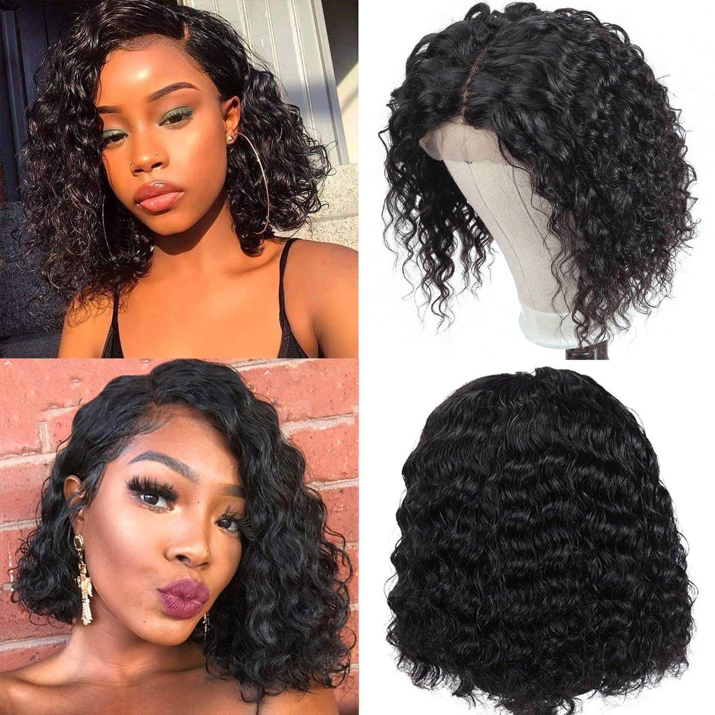 Short Wig Deep Wave 13X4 Lace Frontal Wigs Bob Wig