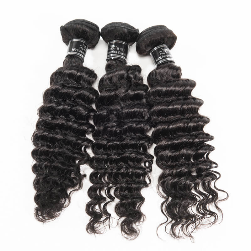 Deep Wave 3 Bundles Peruvian Hair Extension Peruvian Virgin Hair Deep Wavy Human Hair Bundles