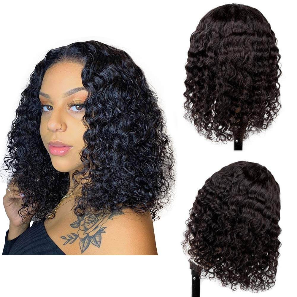 Short Wig Deep Wave 13X4 Lace Frontal Wigs Bob Wig